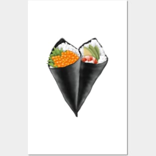 Illustrated Sushi Handroll Posters and Art